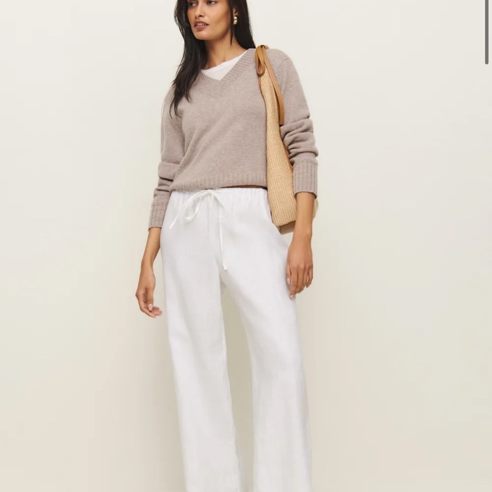 Reformation White Linen Pants -Petite Large